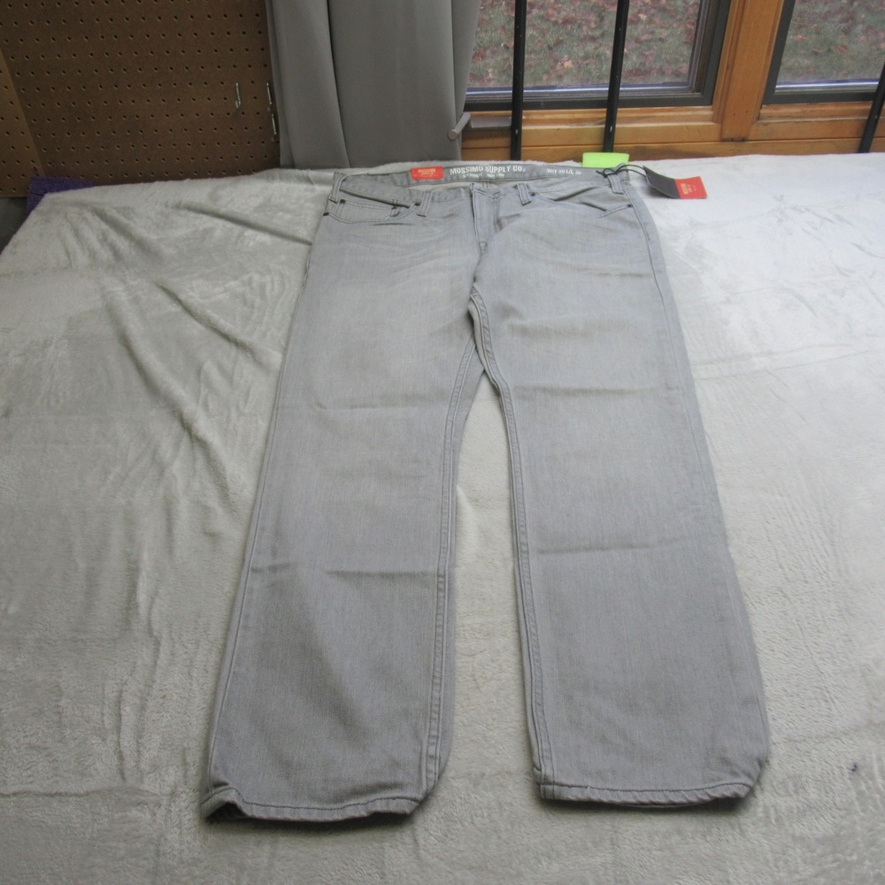 Mossimo Jeans Mens 36x30 Gray‎ Denim Stretch Slim Straight Fit Light Wash NEW